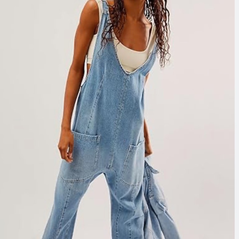 We The Free Light Blue Denim Overalls